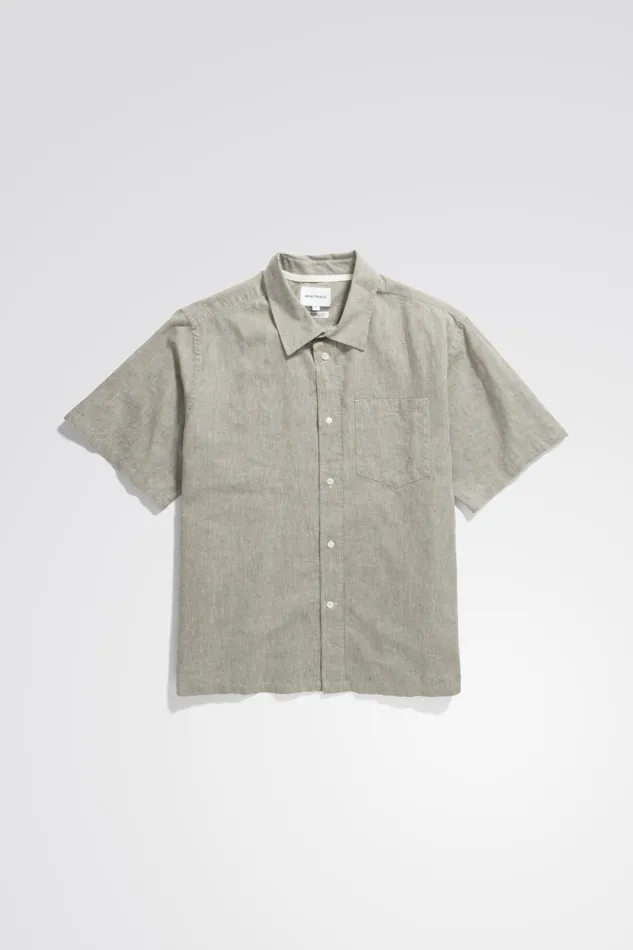 Men Ivan Relaxed Cotton Linen SS Shirt Ivy Green Norse Projects Shirting