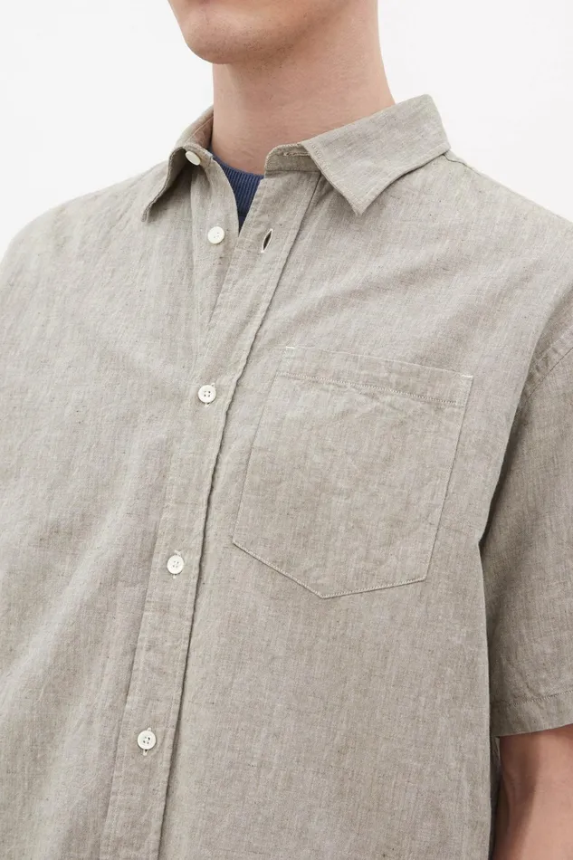 Men Ivan Relaxed Cotton Linen SS Shirt Ivy Green Norse Projects Shirting