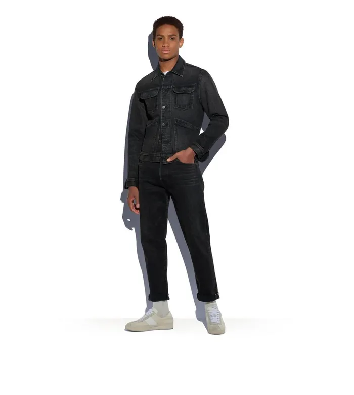 Men Jeans Tom Ford Japanese Selvedge Slim Fit Denim Black