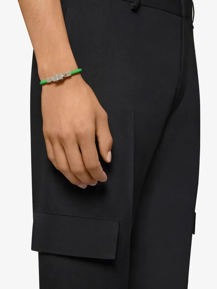 Men Jewelry Givenchy G Cube Bracelet In Leather And Metal Bright Green Men Jewelry Givenchy G Cube Bracelet In Leather And Metal Bright Green
