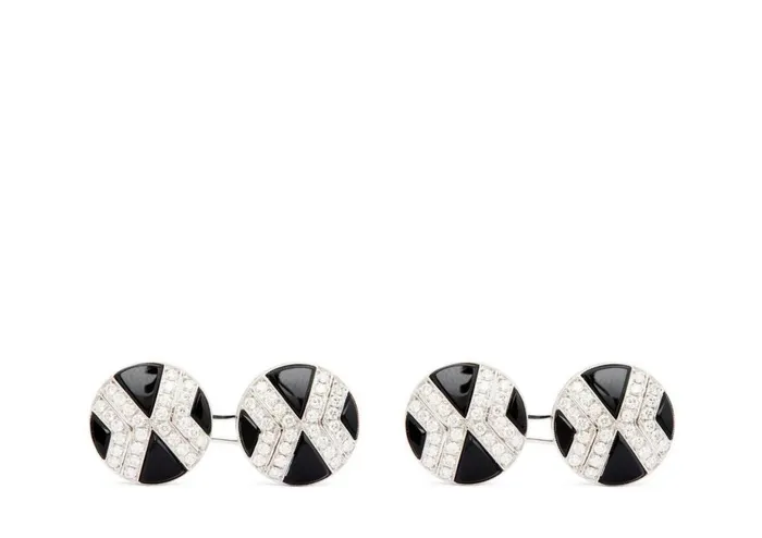 Men Jewelry Tom Ford Diamond Round Cufflinks White Gold