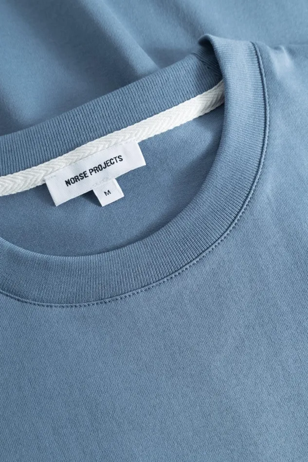 Men Johannes Logo Tshirt Fog Blue Norse Projects TShirts
