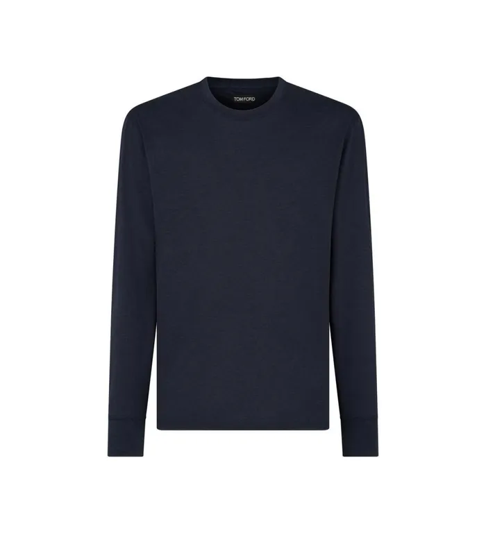 Men Knitwear Tom Ford Lyocell Cotton Crew TShirt Navy