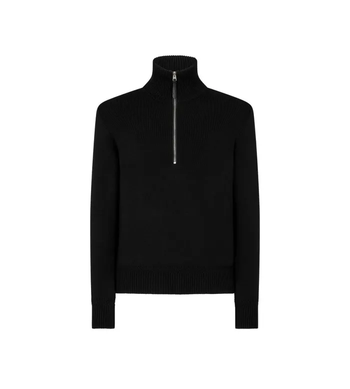 Men Knitwear Tom Ford Merino Silk Half Zip Funnel Black