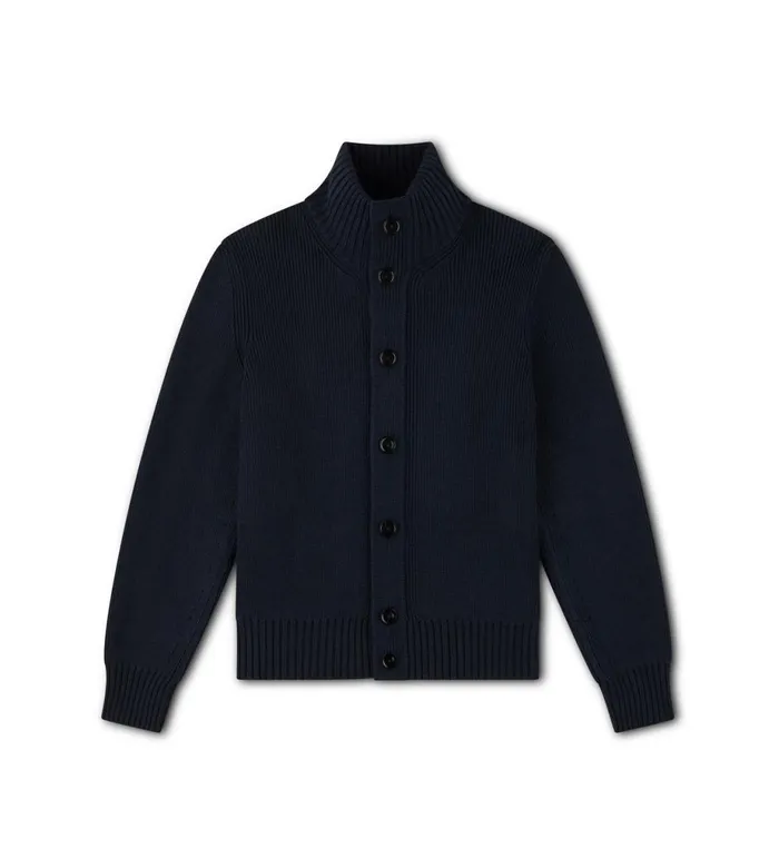 Men Knitwear Tom Ford Wool Silk Full Button Through Navy
