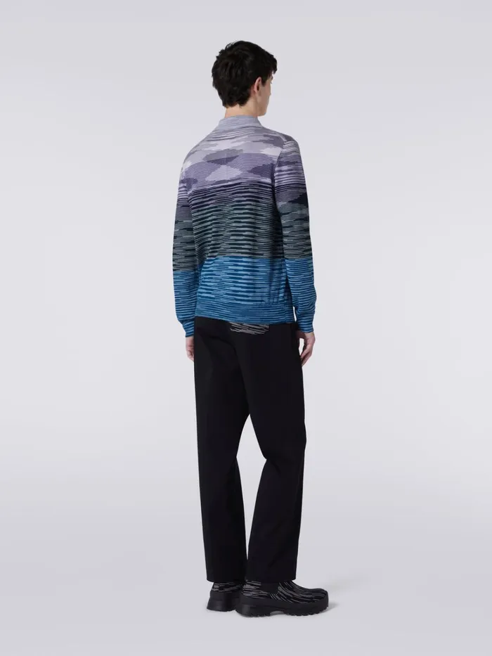 Men LongSleeved Polo Shirt In Slub Wool Multicoloured Missoni Polos and Tshirts Men LongSleeved Polo Shirt In Slub Wool Multicoloured Missoni Polos and Tshirts