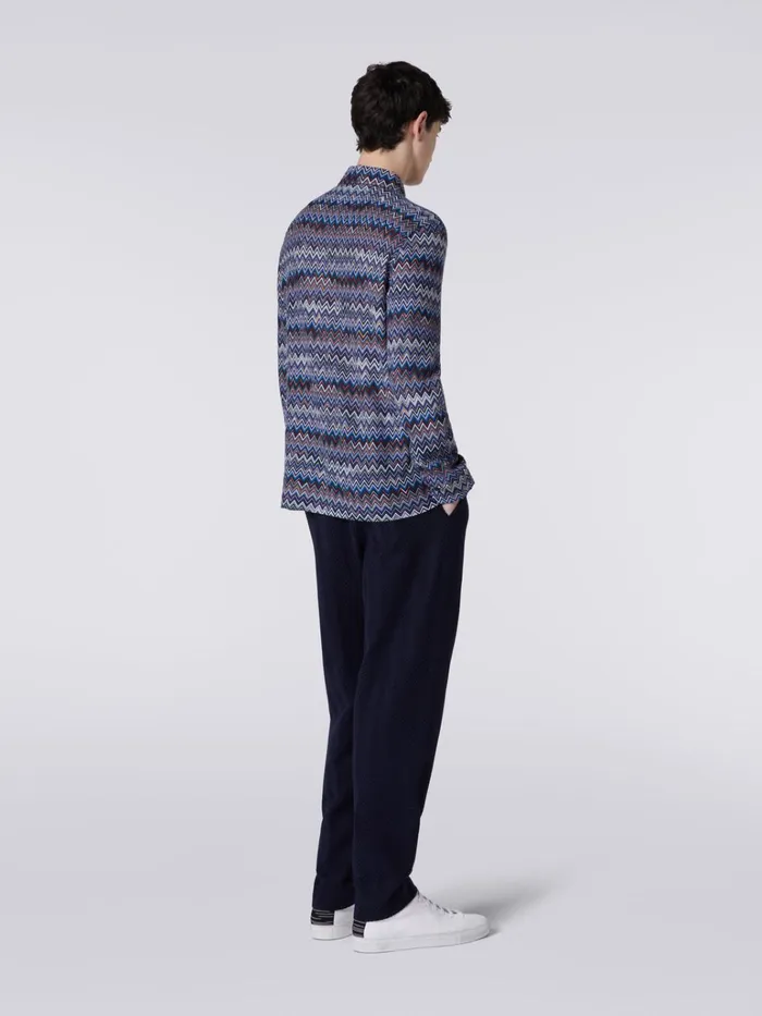 Men LongSleeved Shirt In Cotton And Viscose Chevron Navy Blue Missoni Shirts Men LongSleeved Shirt In Cotton And Viscose Chevron Navy Blue Missoni Shirts