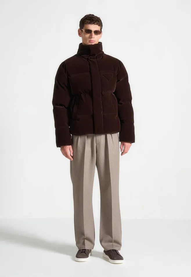 Men Manire De Voir Limited Edition Velvet Puffer Jacket Brown