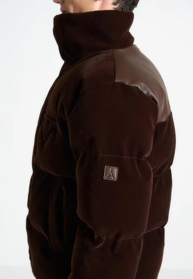 Men Manire De Voir Limited Edition Velvet Puffer Jacket Brown