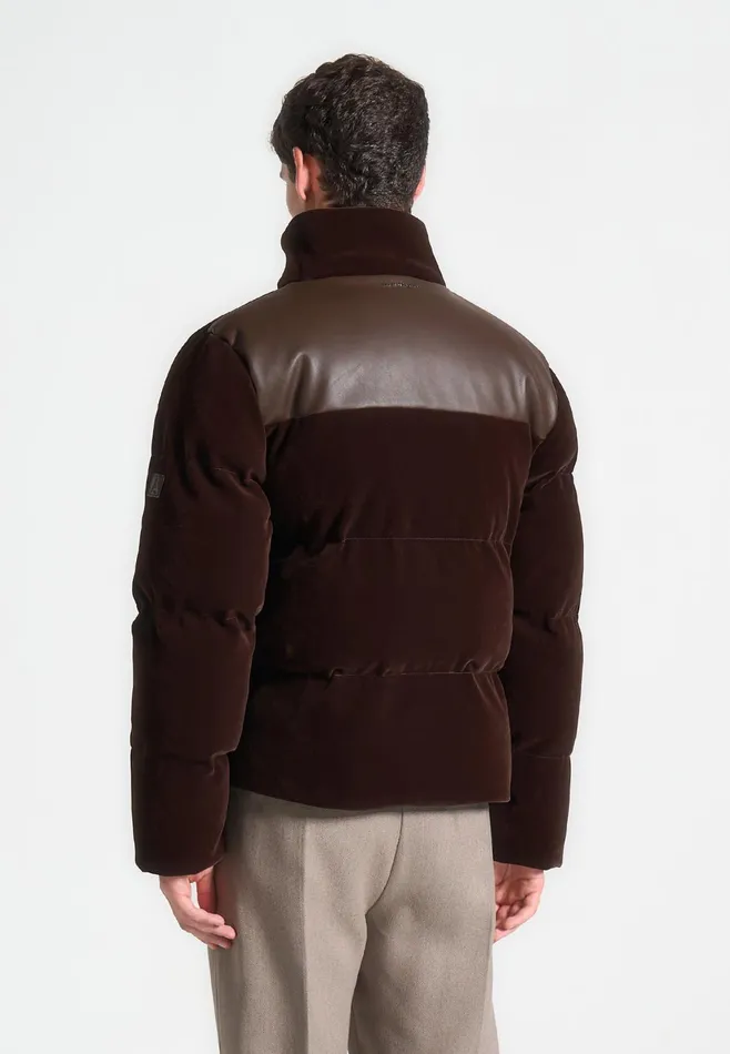 Men Manire De Voir Limited Edition Velvet Puffer Jacket Brown