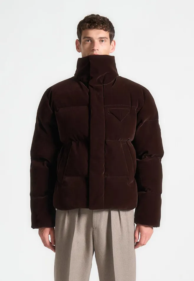 Men Manire De Voir Limited Edition Velvet Puffer Jacket Brown