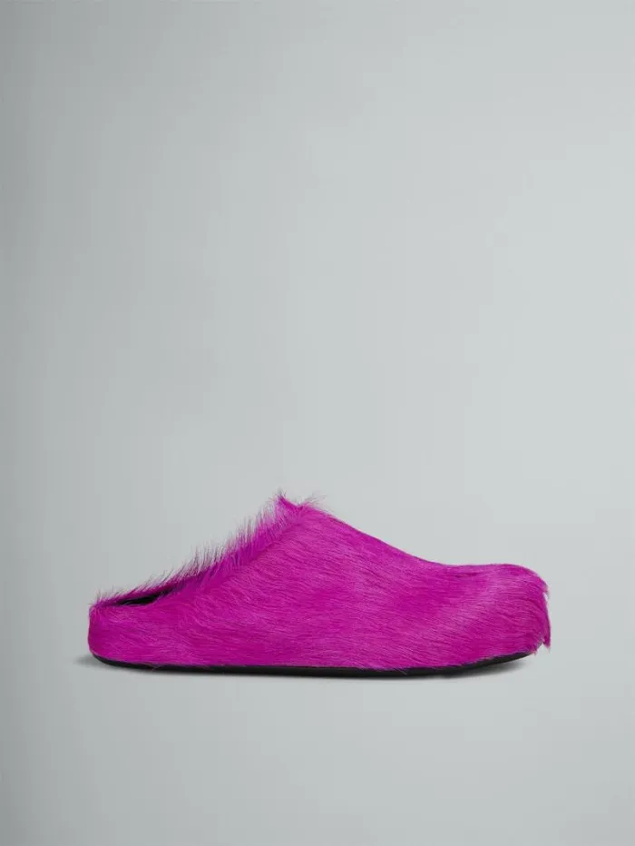 Men Marni Fussbett Sabot Fuchsia LongHair Calfskin Fussbett Sabot