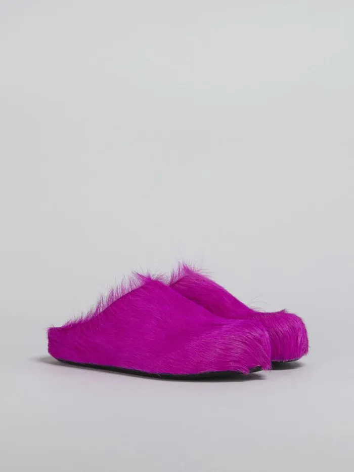 Men Marni Fussbett Sabot Fuchsia LongHair Calfskin Fussbett Sabot