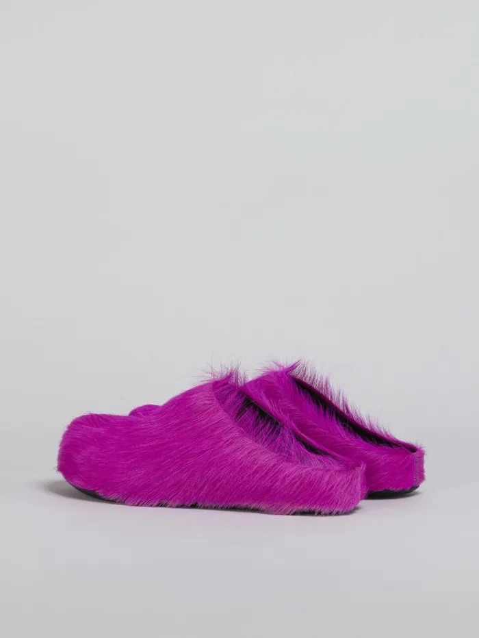 Men Marni Fussbett Sabot Fuchsia LongHair Calfskin Fussbett Sabot