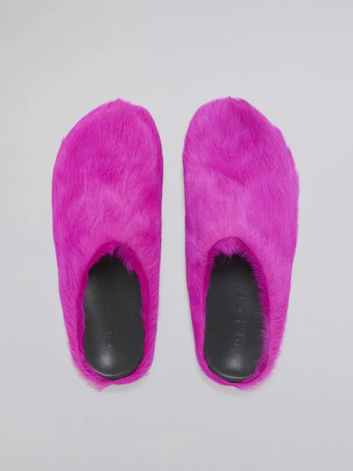 Men Marni Fussbett Sabot Fuchsia LongHair Calfskin Fussbett Sabot