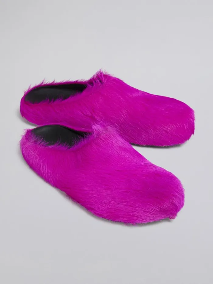 Men Marni Fussbett Sabot Fuchsia LongHair Calfskin Fussbett Sabot