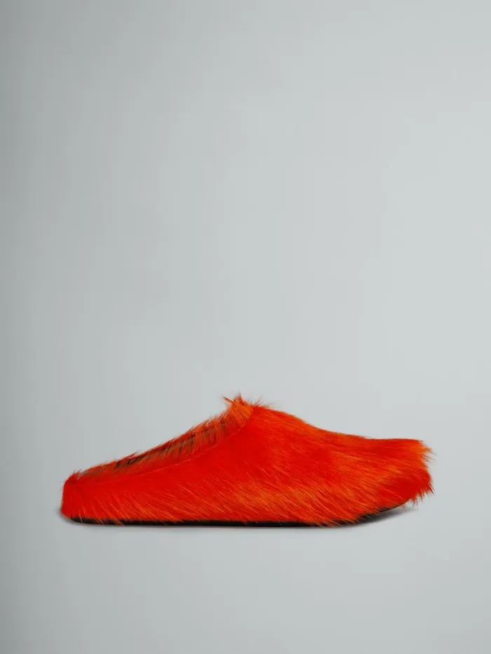 Men Marni Fussbett Sabot Orange Long Hair Calfskin Fussbett Sabot