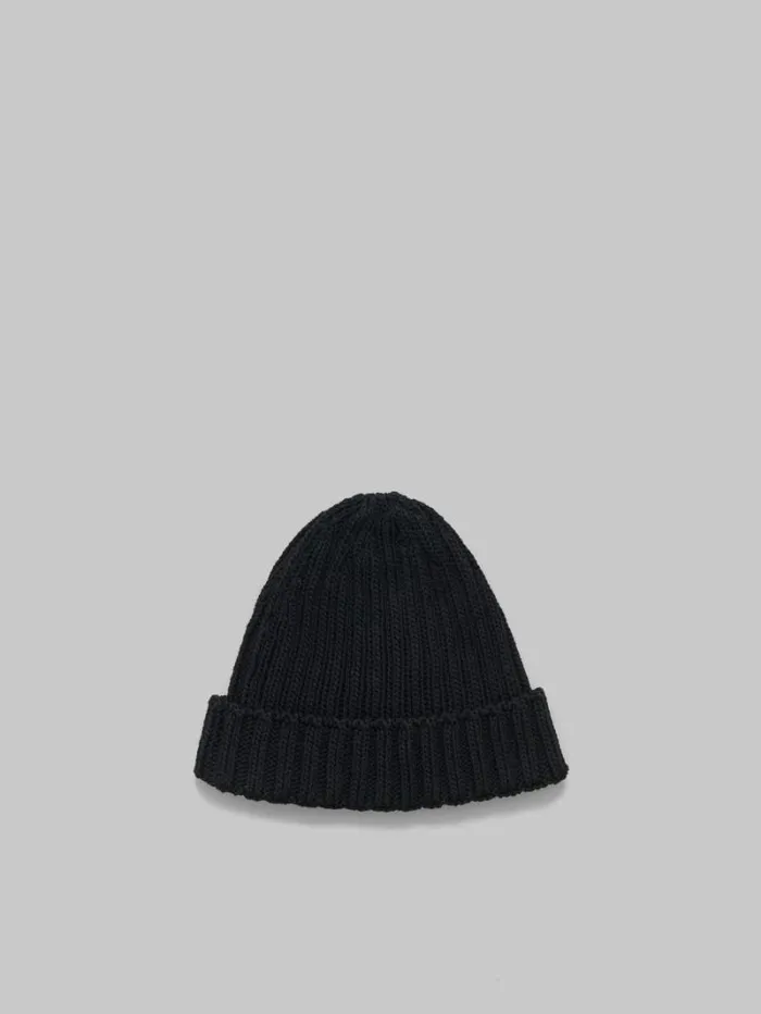 Men Marni Hats Black Cotton Beret With Embroidered Marni Logo