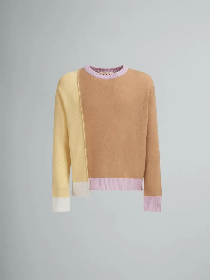 Men Marni Knitwear Brown Cashmere ColourBlock Jumper
