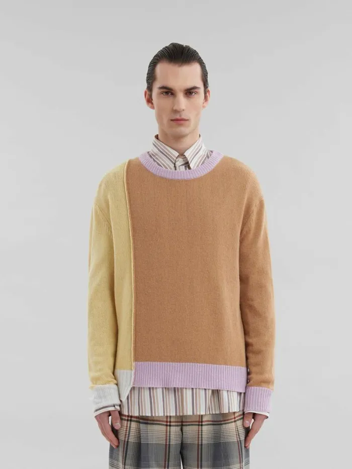 Men Marni Knitwear Brown Cashmere ColourBlock Jumper