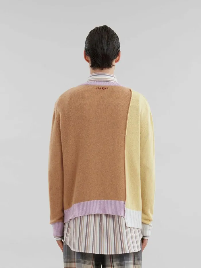 Men Marni Knitwear Brown Cashmere ColourBlock Jumper