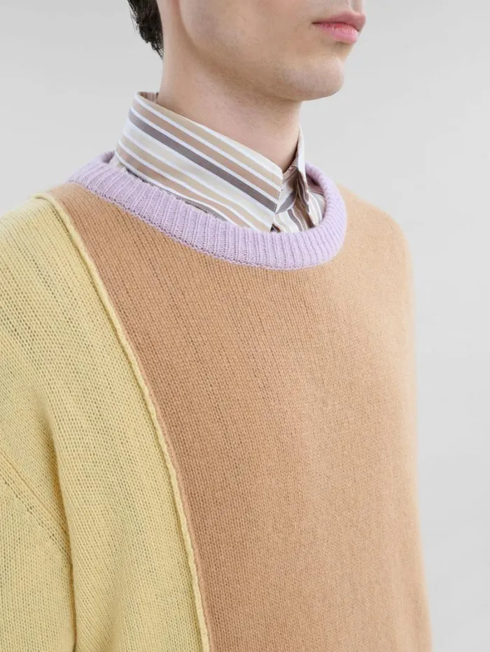 Men Marni Knitwear Brown Cashmere ColourBlock Jumper