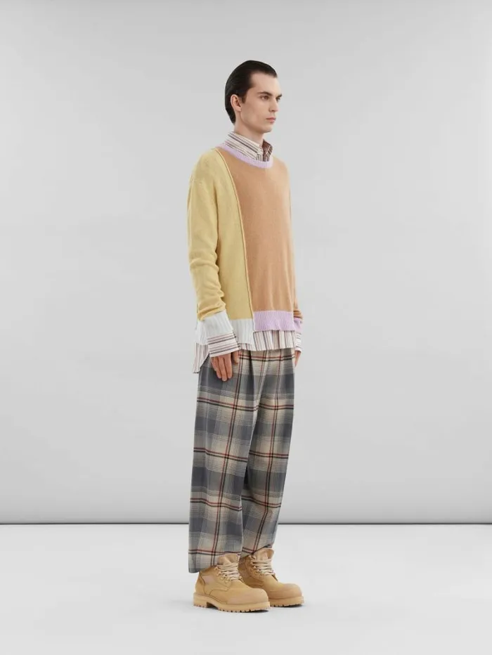 Men Marni Knitwear Brown Cashmere ColourBlock Jumper