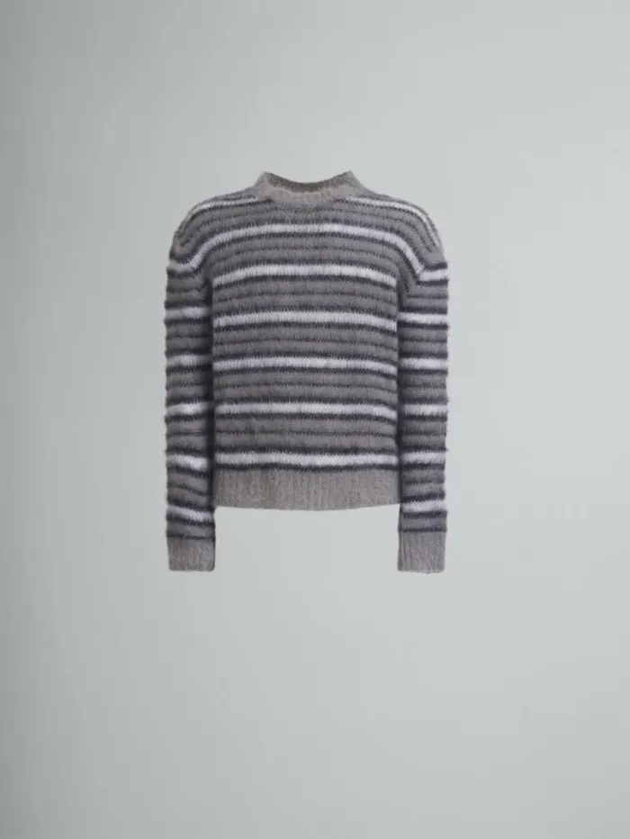 Men Marni Knitwear Grey Striped Mohair Jumper