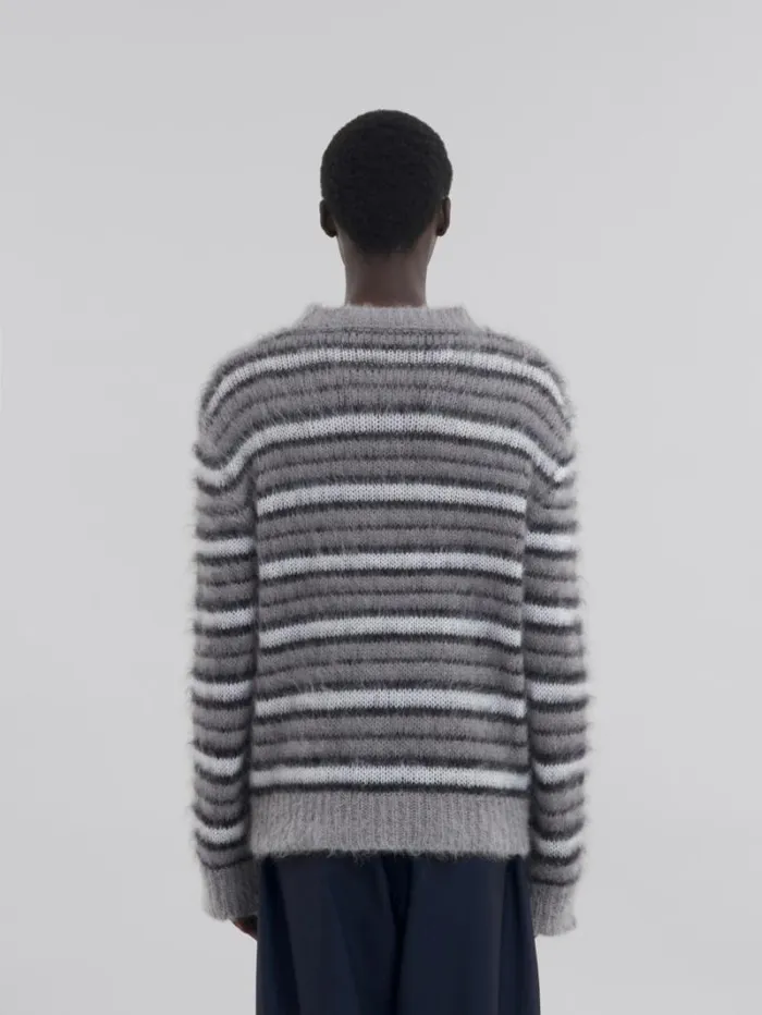 Men Marni Knitwear Grey Striped Mohair Jumper