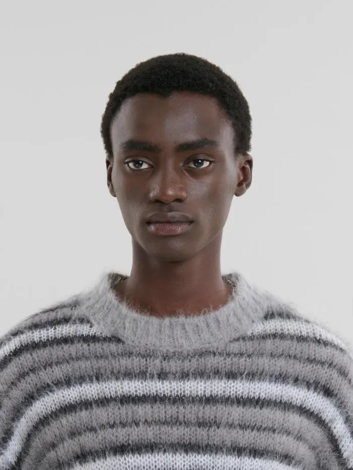 Men Marni Knitwear Grey Striped Mohair Jumper