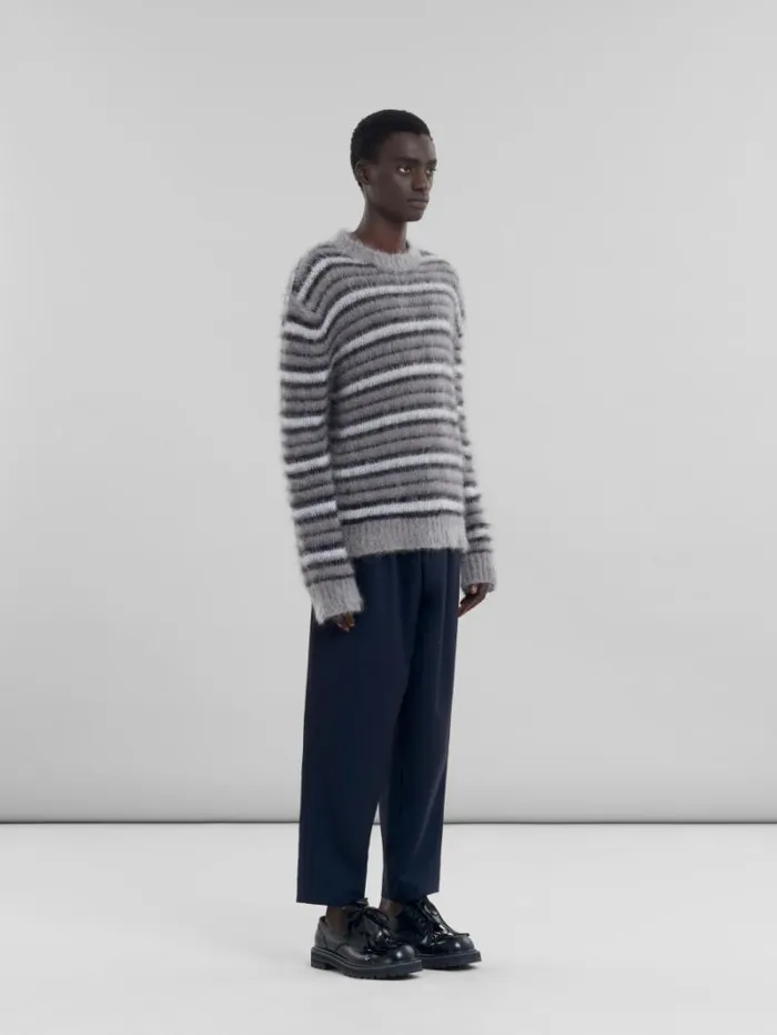 Men Marni Knitwear Grey Striped Mohair Jumper