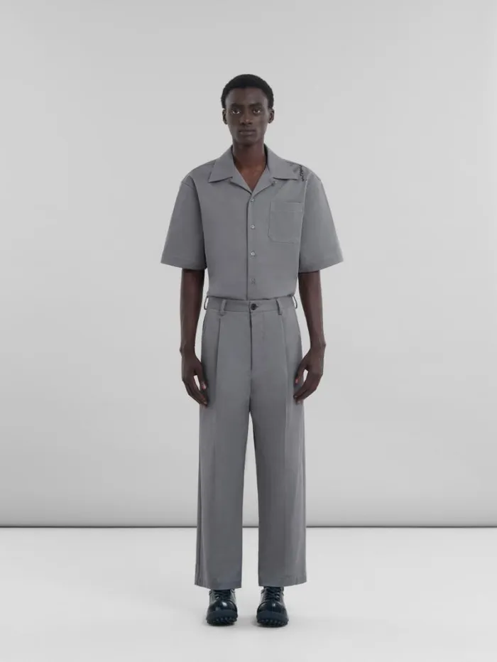 Men Marni Pants Gray Gabardine Classic Trousers