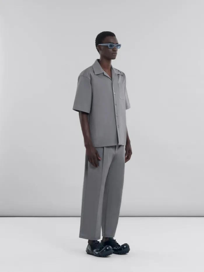 Men Marni Pants Gray Gabardine Classic Trousers