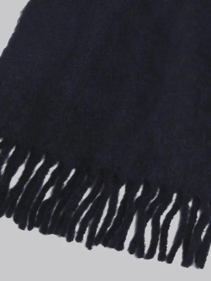 Men Marni Scarves Deep Blue Brushed Alpaca Scarf With Fringes