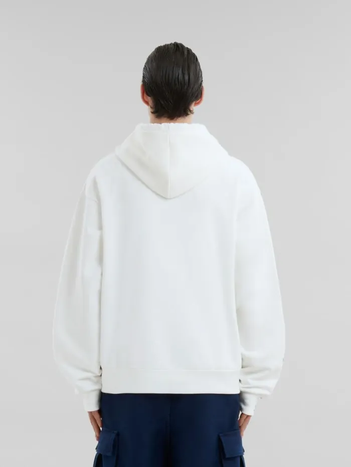 Men Marni Sweatshirts White Organic Cotton Hoodie With Marni Scribble Motif