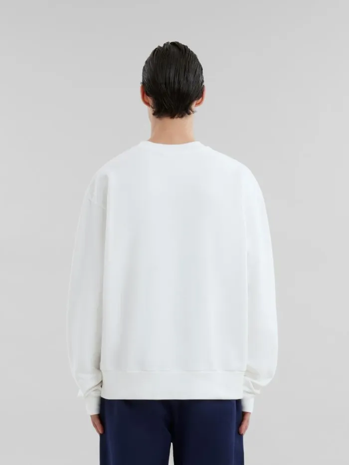 Men Marni Sweatshirts White Organic Cotton Sweatshirt With Wrinkled Marni Logo