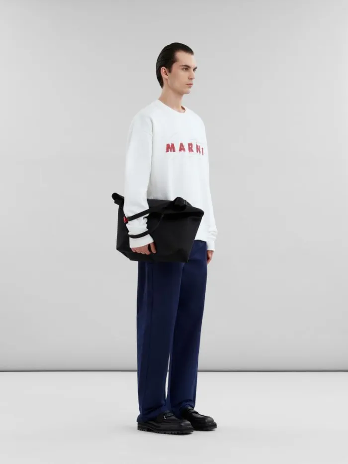 Men Marni Sweatshirts White Organic Cotton Sweatshirt With Wrinkled Marni Logo