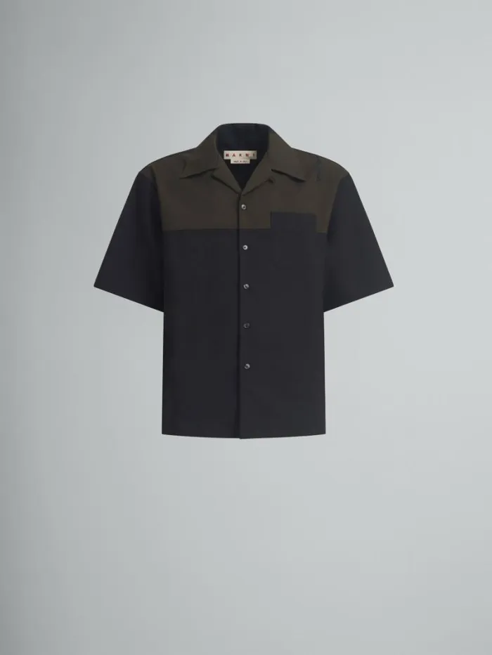 Men Marni Tops and Tshirts Black And Brown Wool Bowling Shirt