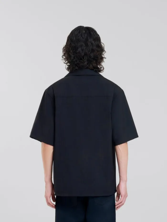 Men Marni Tops and Tshirts Black And Brown Wool Bowling Shirt