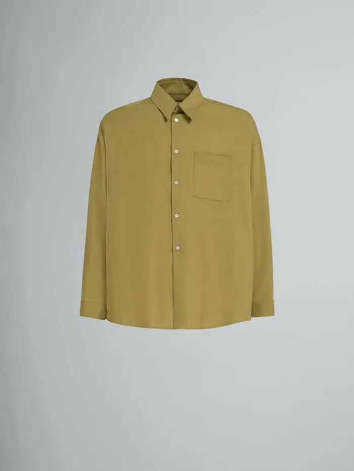 Men Marni Tops and Tshirts Green Tropical Wool LongSleeved Shirt