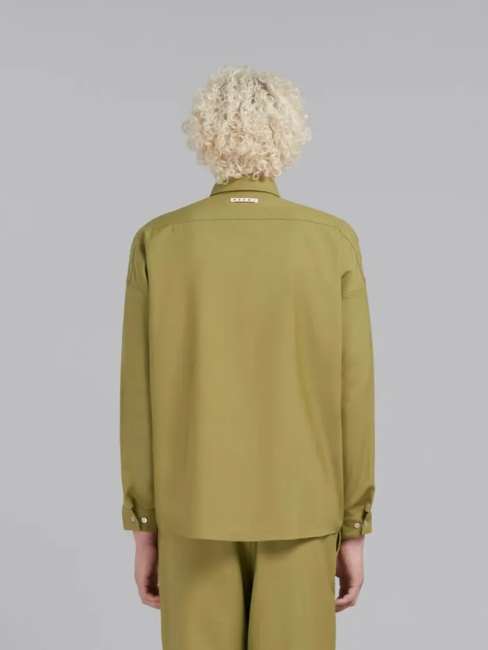 Men Marni Tops and Tshirts Green Tropical Wool LongSleeved Shirt