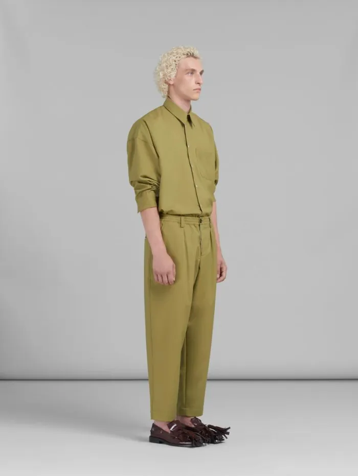 Men Marni Tops and Tshirts Green Tropical Wool LongSleeved Shirt