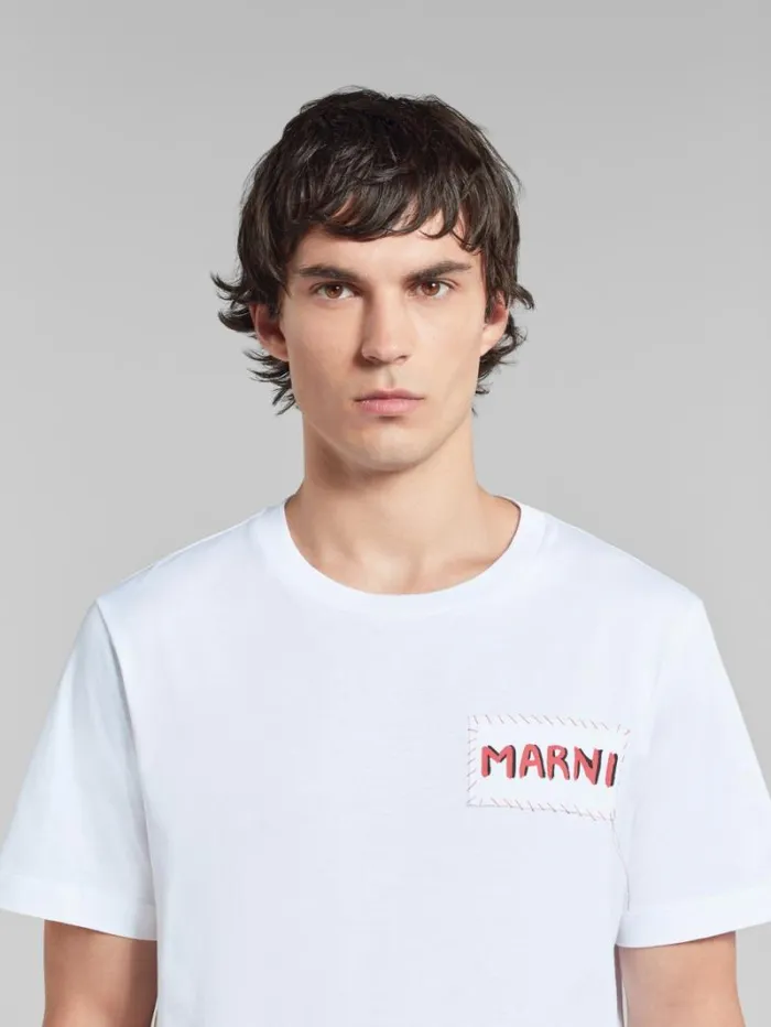 Men Marni Tops and Tshirts White Organic Cotton TShirt With Marni Patch