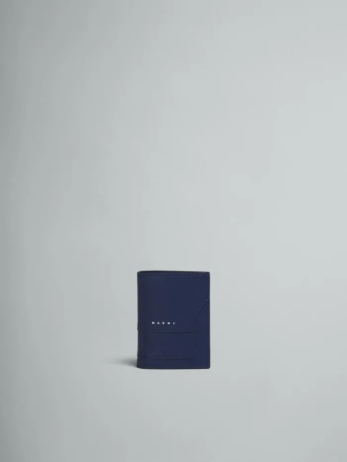 Men Marni Wallets and Small Leather Goods Blue Saffiano Leather BiFold Wallet