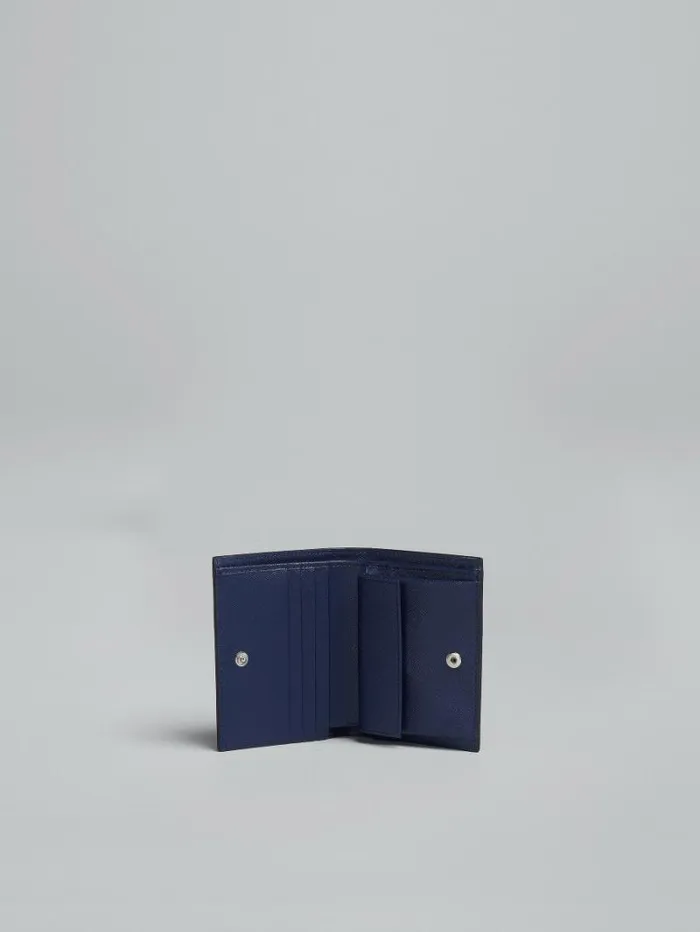 Men Marni Wallets and Small Leather Goods Blue Saffiano Leather BiFold Wallet
