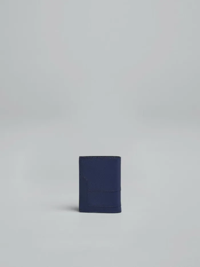 Men Marni Wallets and Small Leather Goods Blue Saffiano Leather BiFold Wallet