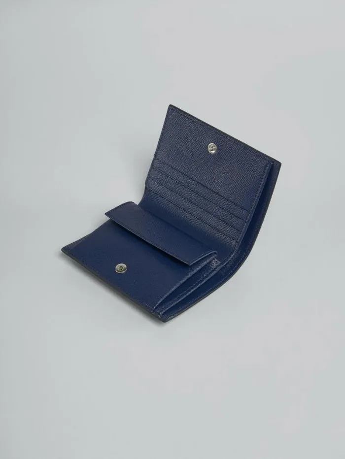 Men Marni Wallets and Small Leather Goods Blue Saffiano Leather BiFold Wallet