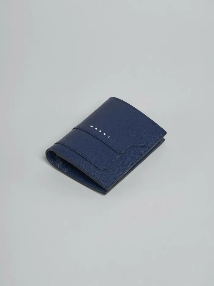 Men Marni Wallets and Small Leather Goods Blue Saffiano Leather BiFold Wallet