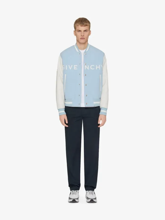 Men Outerwear and Blousons Givenchy GIVENCHY Varsity Jacket In Wool And Leather Whitesky Blue