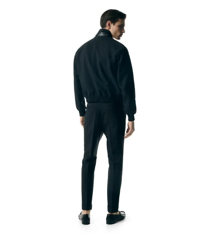 Men Outerwear Tom Ford British Mohair Self Rib Harrington Black Men Outerwear Tom Ford British Mohair Self Rib Harrington Black